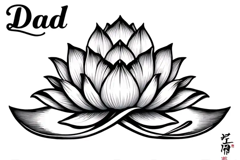"Dad" infinity lotus flower intertwined tattoo design idea