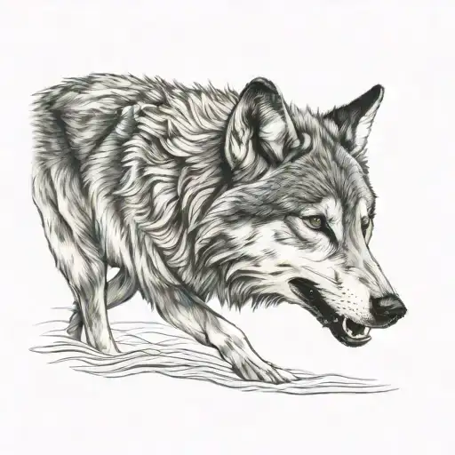 wolf with open mouth tattoo design idea