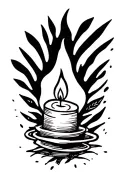 hygge candle burning tattoo design idea