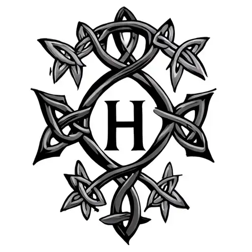 Celtic cross with knot using the letters of two names Chloe and Kathryn, have the H be the center letter they share.  tattoo design idea