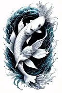 koi fish transforming tattoo design idea