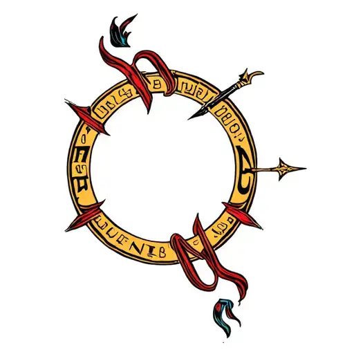 Sagittarius that shows the word NEIL en runes tattoo design idea