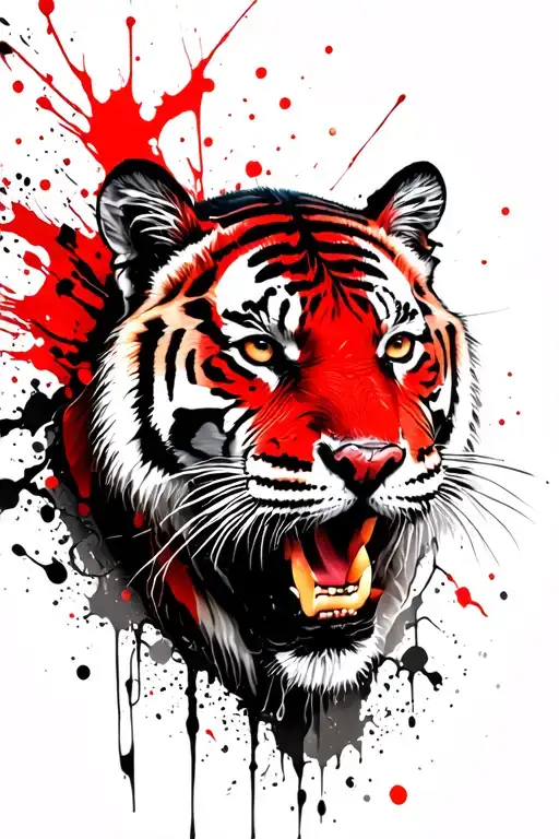tiger hunting scene tattoo design idea