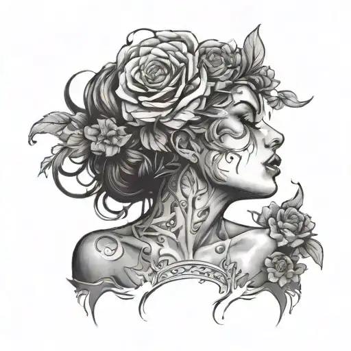 girl snorting soul leaving the body made tattoo design idea