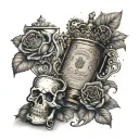 "until we meet again" toasting with crown royal  tattoo design idea