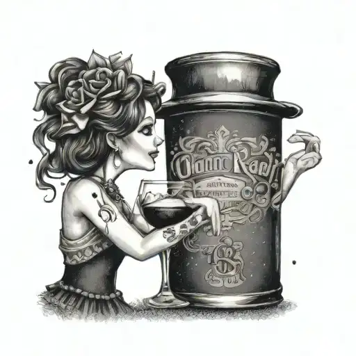 "until we meet again" toasting with crown royal  tattoo design idea
