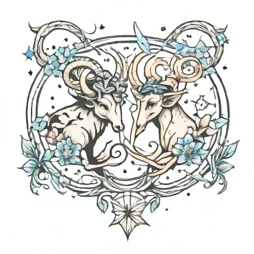 gemini and capricorn constellation intertwined tattoo design idea