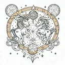 gemini and capricorn constellation intertwined tattoo design idea