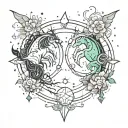 gemini and capricorn constellation intertwined tattoo design idea