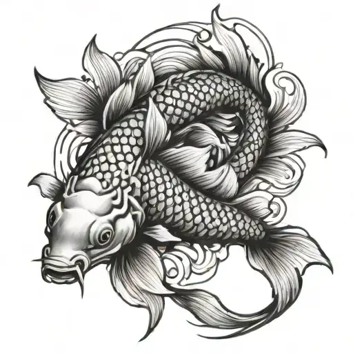 koi fish transforming tattoo design idea