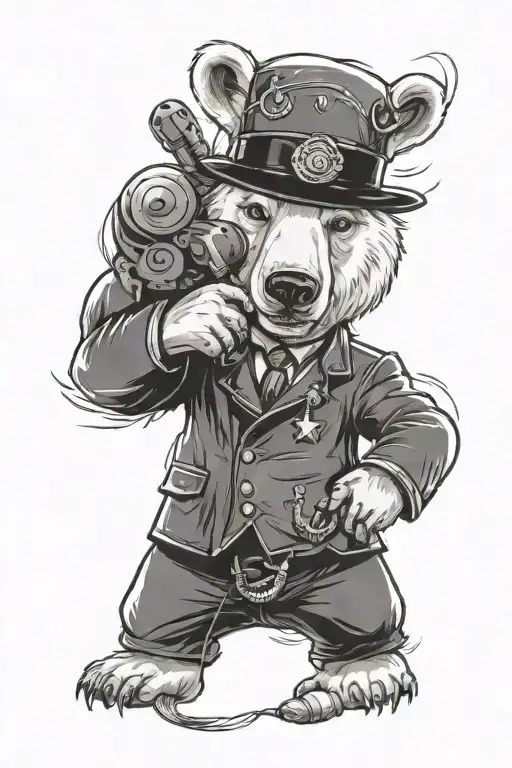 polar bear with mafia and russian style tattoo design idea