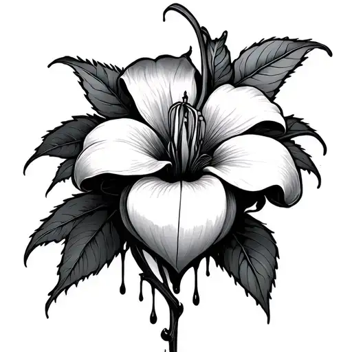 detailed line work bleeding heart flower spinal tattoo tattoo design idea