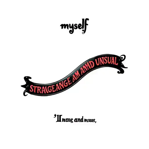 " myself am strange and usual " morticia Addams Alice in Wonderland that reads I myself am strange and unusual with the Beetlejuice  tattoo design idea