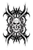 Raw Blackwork Cyber Sigils Gothic Lettering Anatomical Brush Strokes Bold High Contrast Full-BodyHorror tattoo design idea