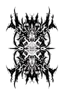 Raw Blackwork Cyber Sigils Gothic Lettering Anatomical Brush Strokes Bold High Contrast Full-BodyHorror tattoo design idea