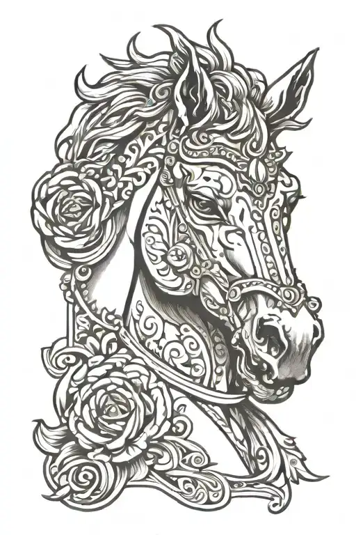 Horse head tattoo design idea