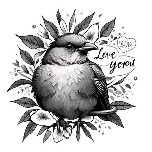 kiwi bird and love you tattoo design idea