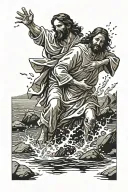 Jesus saving peter from drowning tattoo design idea