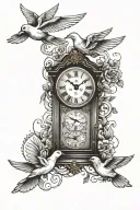 three clocks and dove flying tattoo design idea