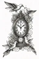 three clocks and dove flying tattoo design idea