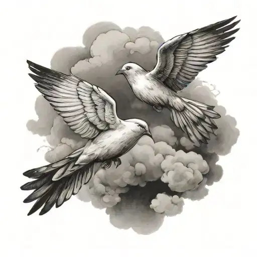 Doves flying through a cloud tattoo design idea