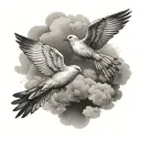 Doves flying through a cloud tattoo design idea