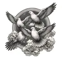 Doves flying through a cloud tattoo design idea