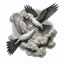 Doves flying through a cloud tattoo design idea