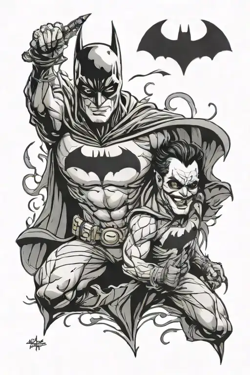 Batman and joker tattoo design idea
