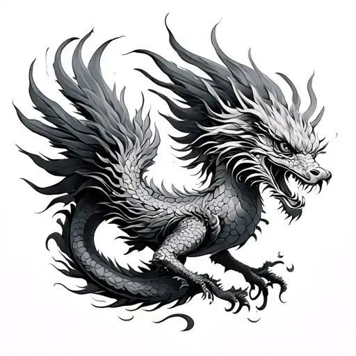 vietnamese dragon phoenix sleeve tattoo design idea