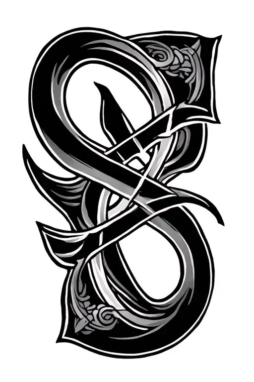 two J in a simple norse bindrune symbol intertwined with negative space tattoo design idea