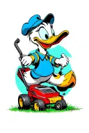 donald duck pushing lawn mower tattoo design idea