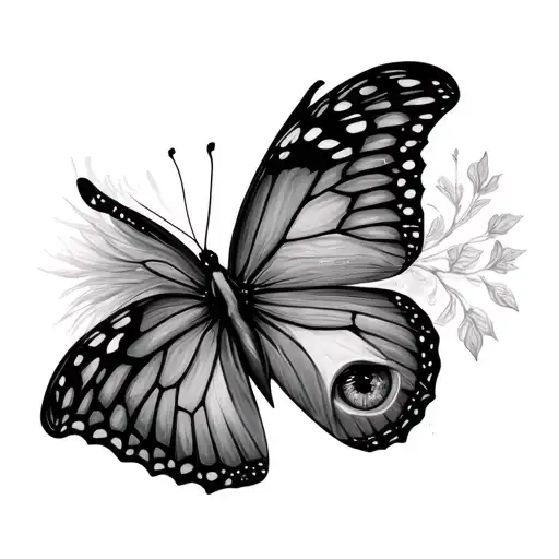 Surrealist Butterfly Celestial with Eyeball tattoo design idea
