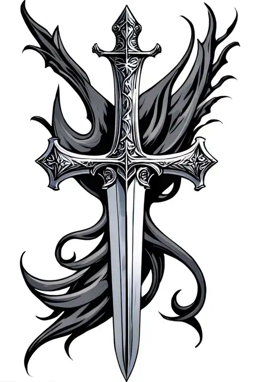 cross and sword tattoo design idea
