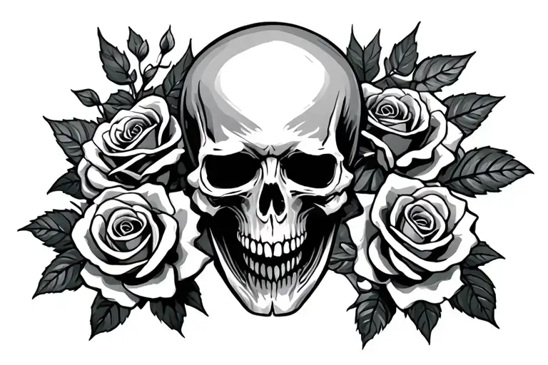 Reaper with roses and skulls tattoo design idea