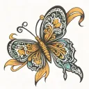 ADHD butterfly with orange ribbon wrapping tattoo design idea