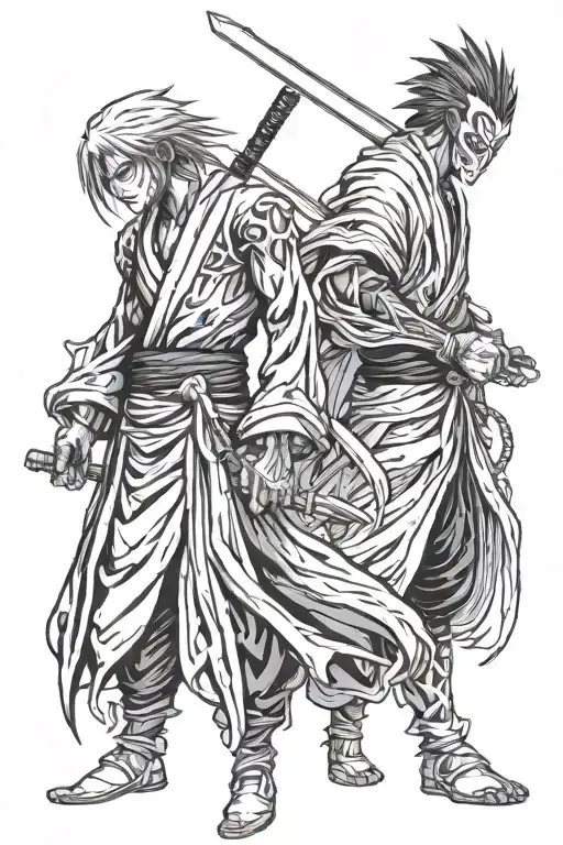 Zangetsu talking with Ichigo Kurosaki from Bleach tattoo design idea