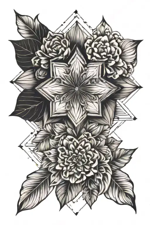 blackout floral tattoo design idea