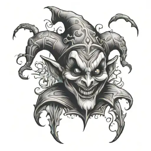 jester terrible gloomy dark cheerful tattoo design idea