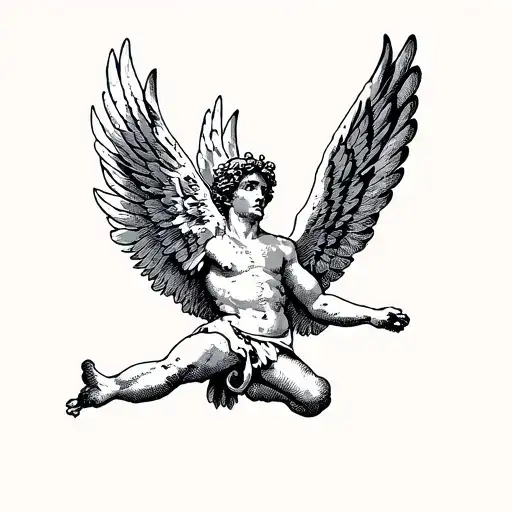 icarus falling from sky tattoo design idea