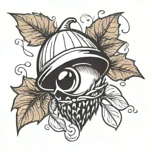 Punk look, black-and-white smooth acorn, fine line minimalist, alternative grunge 8.31.16 tattoo design idea