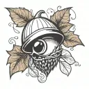 Punk look, black-and-white smooth acorn, fine line minimalist, alternative grunge 8.31.16 tattoo design idea