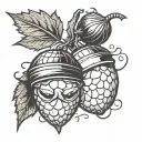 Punk look, black-and-white smooth acorn, fine line minimalist, alternative grunge 8.31.16 tattoo design idea