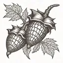 Punk look, black-and-white smooth acorn, fine line minimalist, alternative grunge 8.31.16 tattoo design idea
