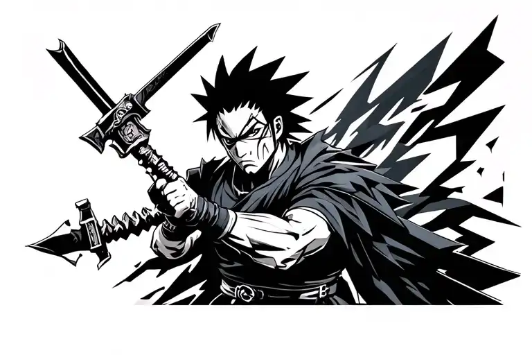 zabuza final fight with weapons in body  tattoo design idea