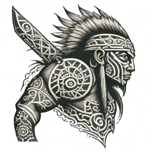 taino tribal sleeve tattoo design idea
