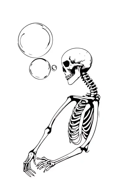 skeleton blowing bubbles tattoo design idea
