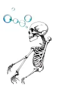 skeleton blowing bubbles tattoo design idea