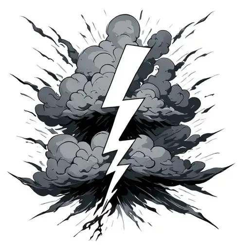 storm and clouds lighting bolt tattoo design idea