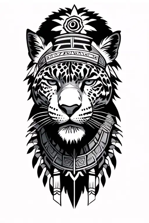 male Mexican Aztec jaguar warrior tattoo design idea